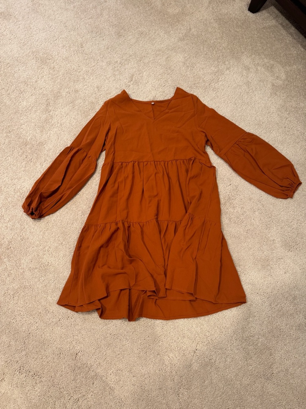 Amazon Women’s Burnt Orange Tiered Long Sleeve Dress